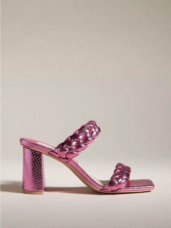 Anthropologie Shoes - Anthro Dolce Vita Paily Heels Pink Metallic Braided Block Heel Size 7.5